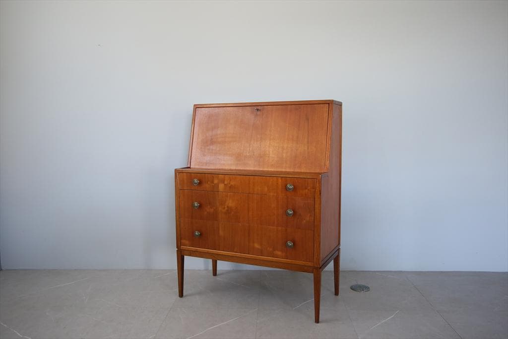 英国アンティークチーク古木ライティングビューロー/木製デスク/勉強机89-112