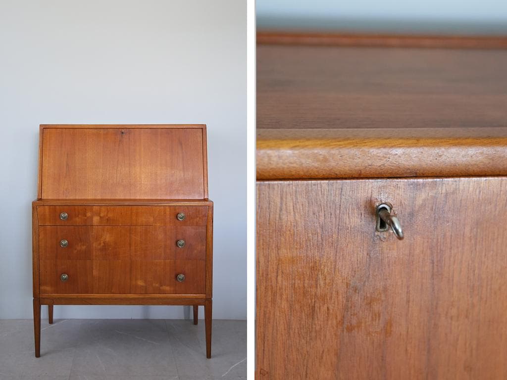 英国アンティークチーク古木ライティングビューロー/木製デスク/勉強机89-112