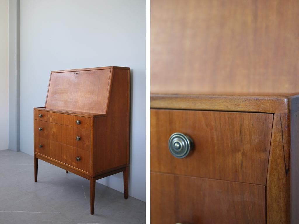 英国アンティークチーク古木ライティングビューロー/木製デスク/勉強机89-112