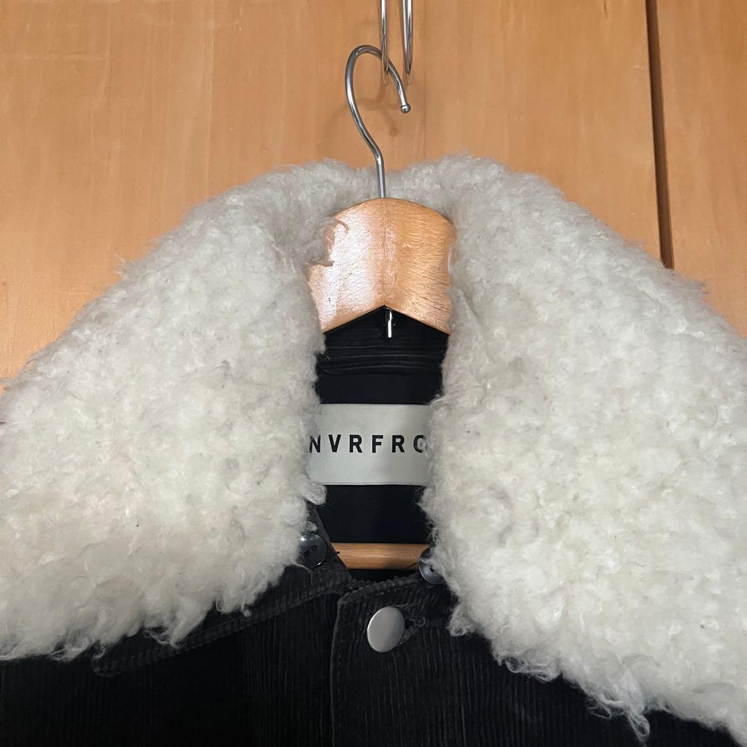 nvrfrgコーデュロイ ボア襟ジャケット ブラック