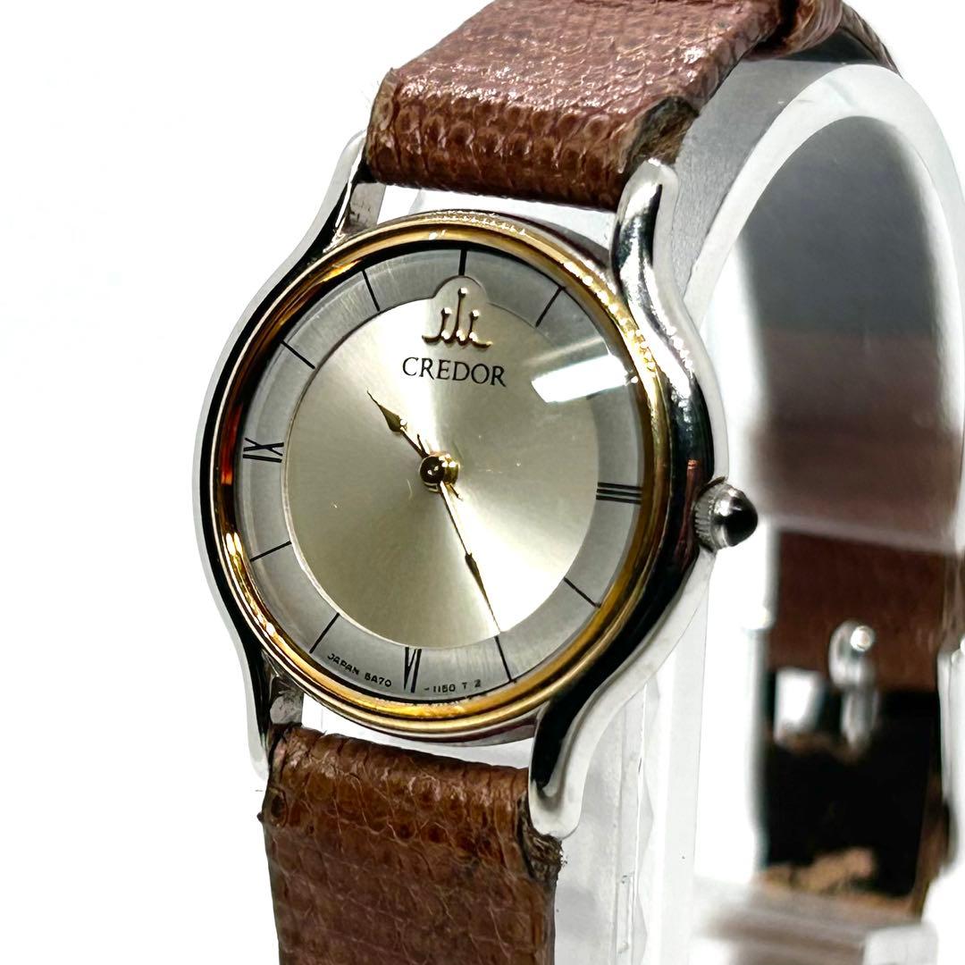 新品電池 稼働 18KTベゼル SEIKO クレドール 5A70-0610 時計