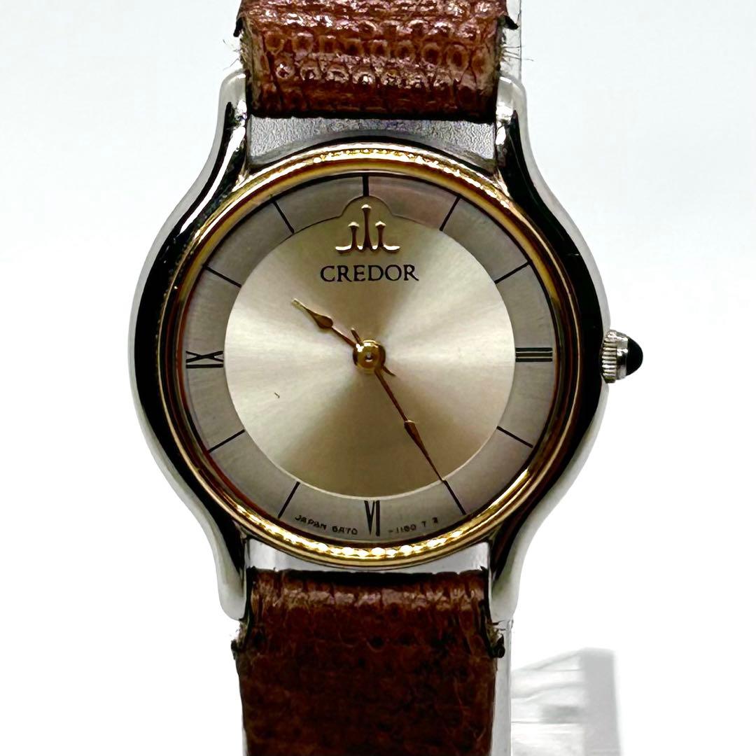 新品電池 稼働 18KTベゼル SEIKO クレドール 5A70-0610 時計