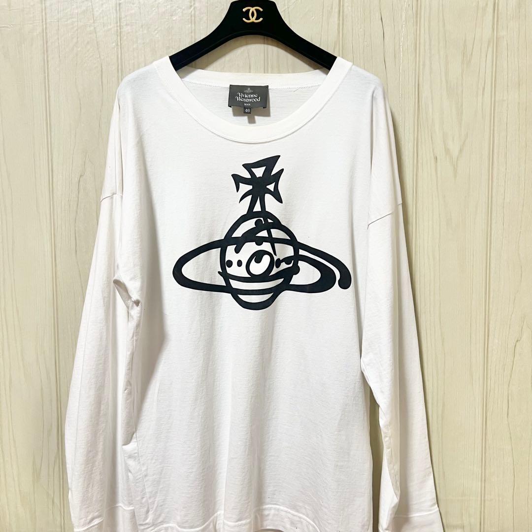 【ヴィヴィアンウエストウッドマン】フロントオーブロゴ長袖カットソー☆コットン☆M