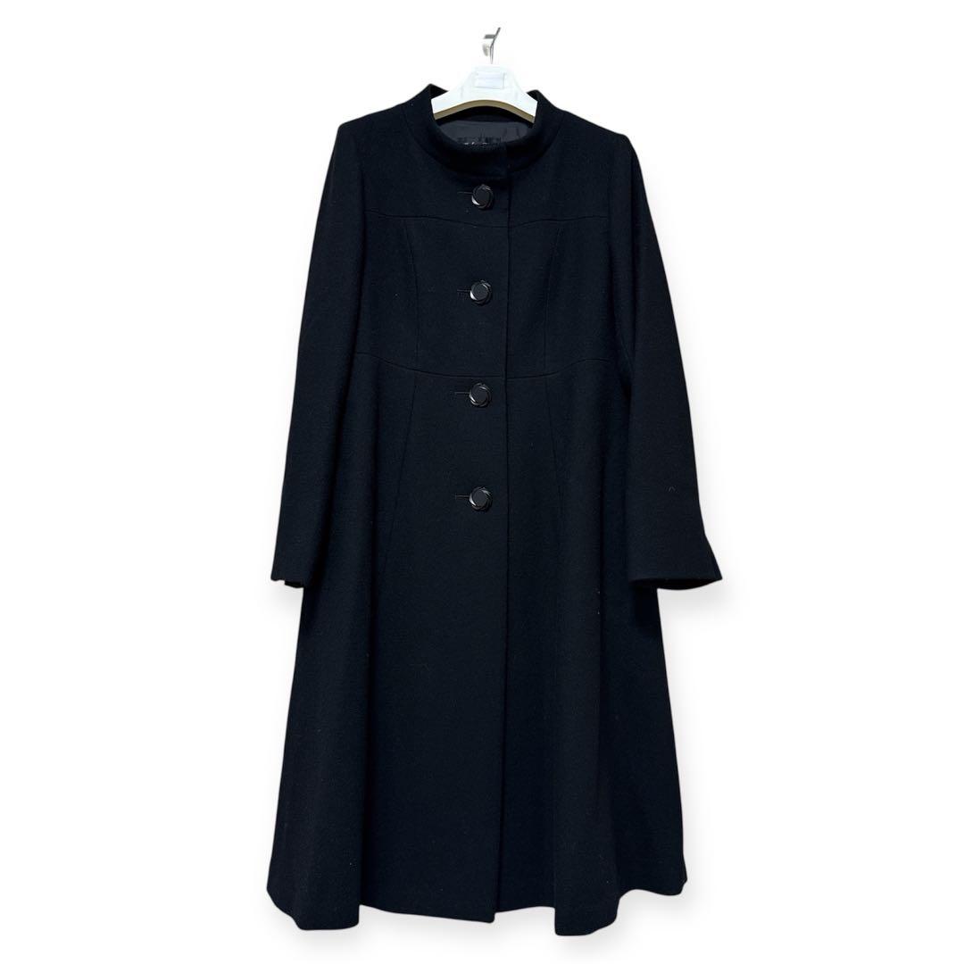 【新品】マダムヒロコ フォーマルロングコート 黒 ７号尾州産ウール100%上質