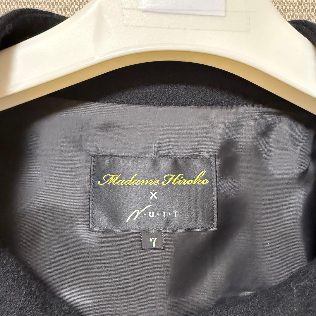 【新品】マダムヒロコ フォーマルロングコート 黒 ７号尾州産ウール100%上質