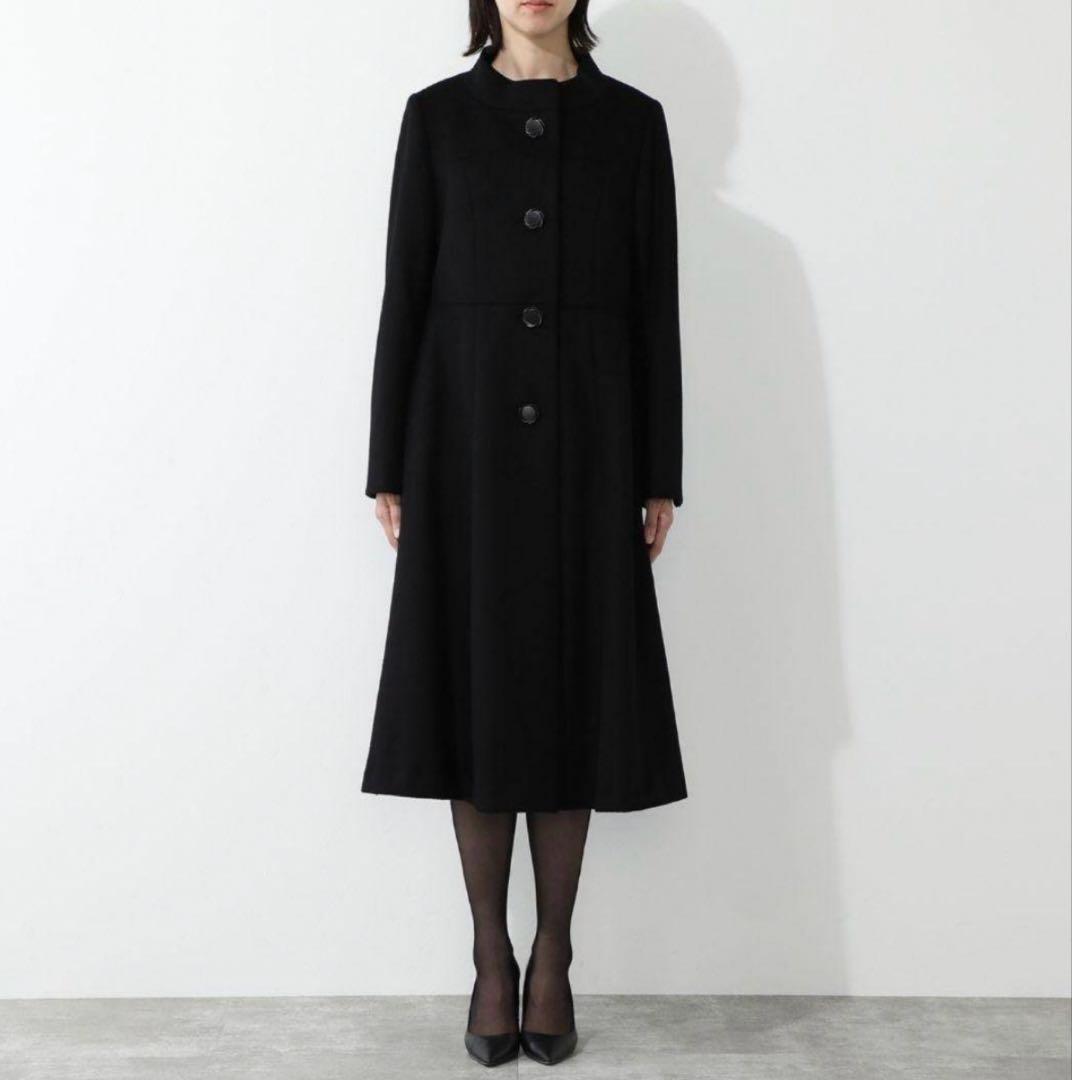 【新品】マダムヒロコ フォーマルロングコート 黒 ７号尾州産ウール100%上質