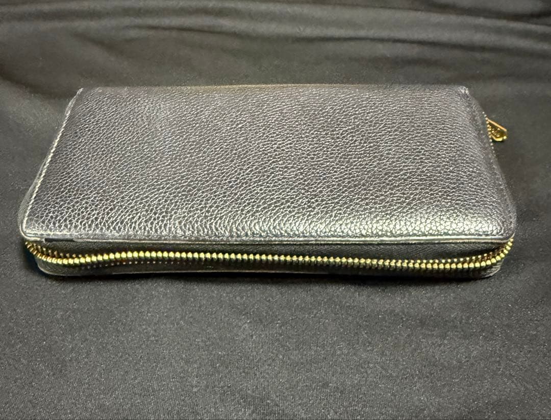 グッチ GUCCI ズゥミ カーフレザーラウンドファスナー ブラック