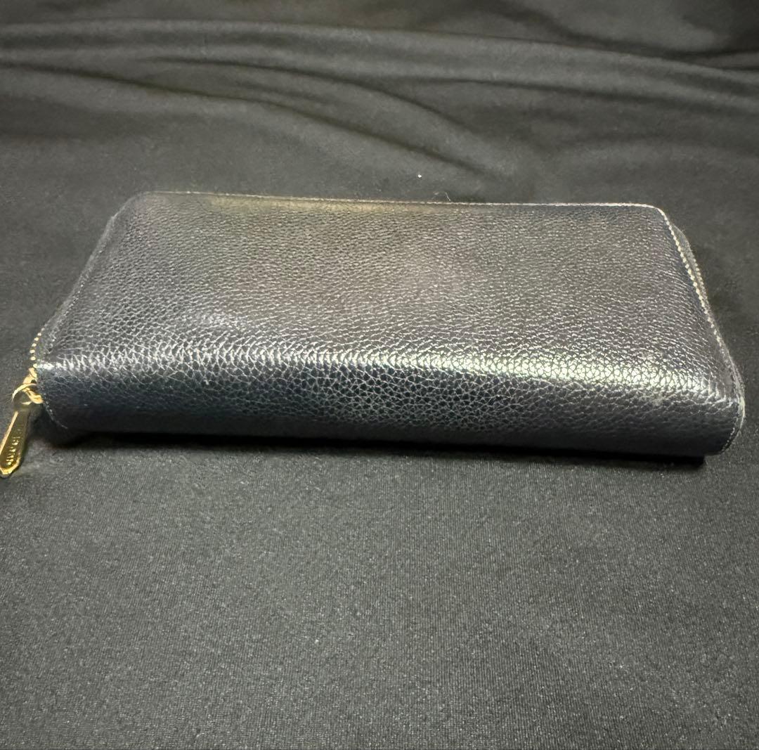 グッチ GUCCI ズゥミ カーフレザーラウンドファスナー ブラック