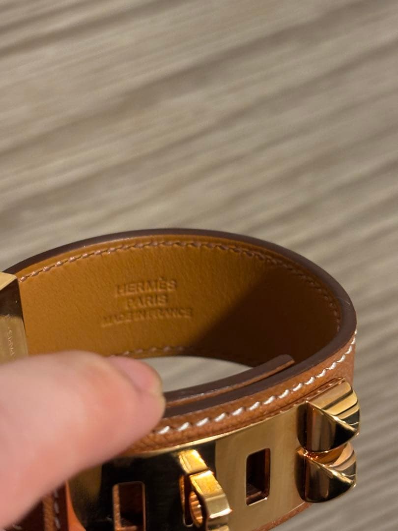 HERMES レザーブレスレット コリエドシアン24 T2 ゴールド