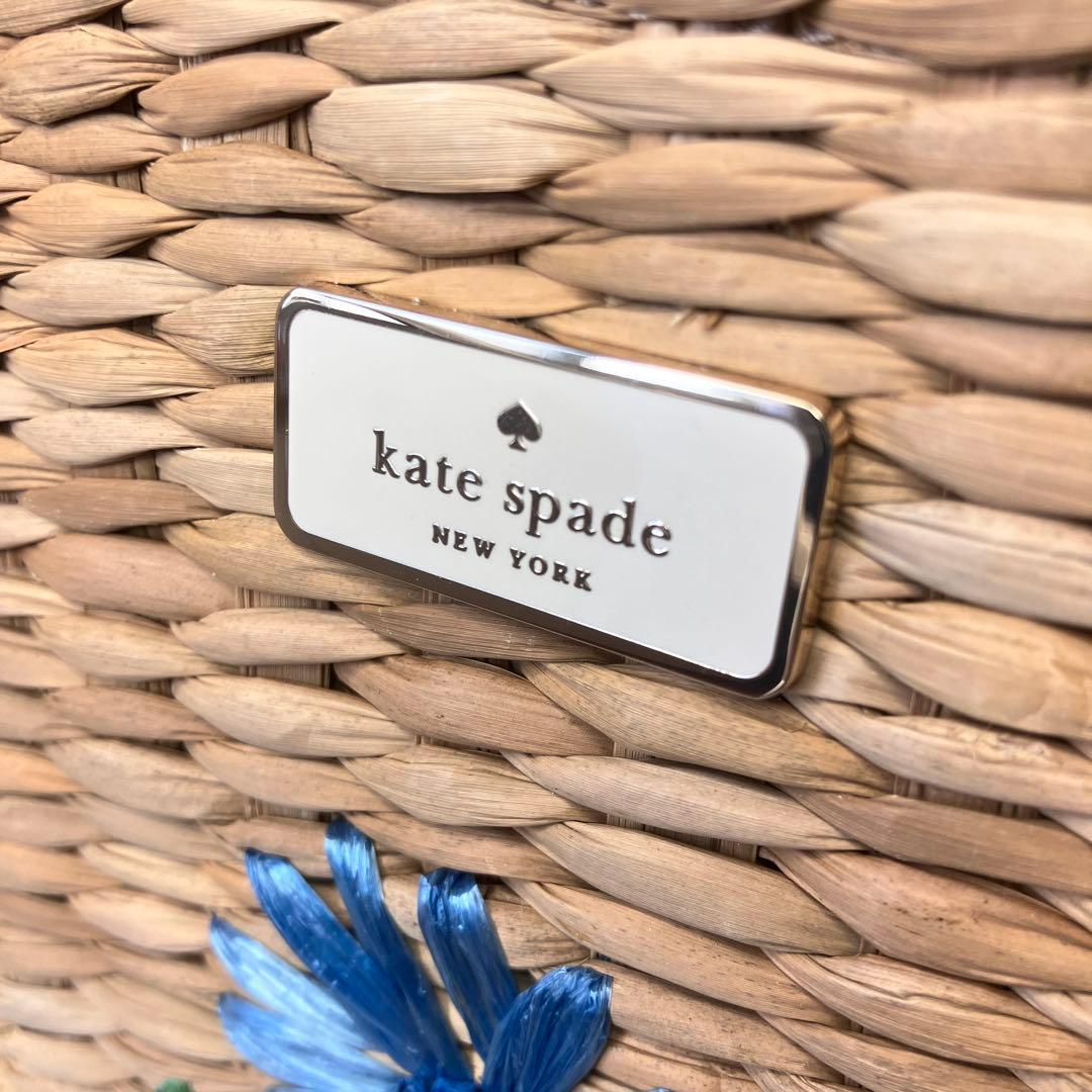 未使用 kate spade ケイトスペード かごバッグ ストロー フラワー