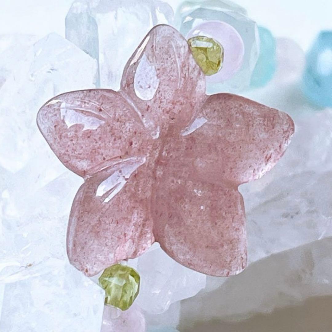 まゆ様♥️スターローズクォーツ＆ストロベリークォーツプルメリア・ミックスベリル