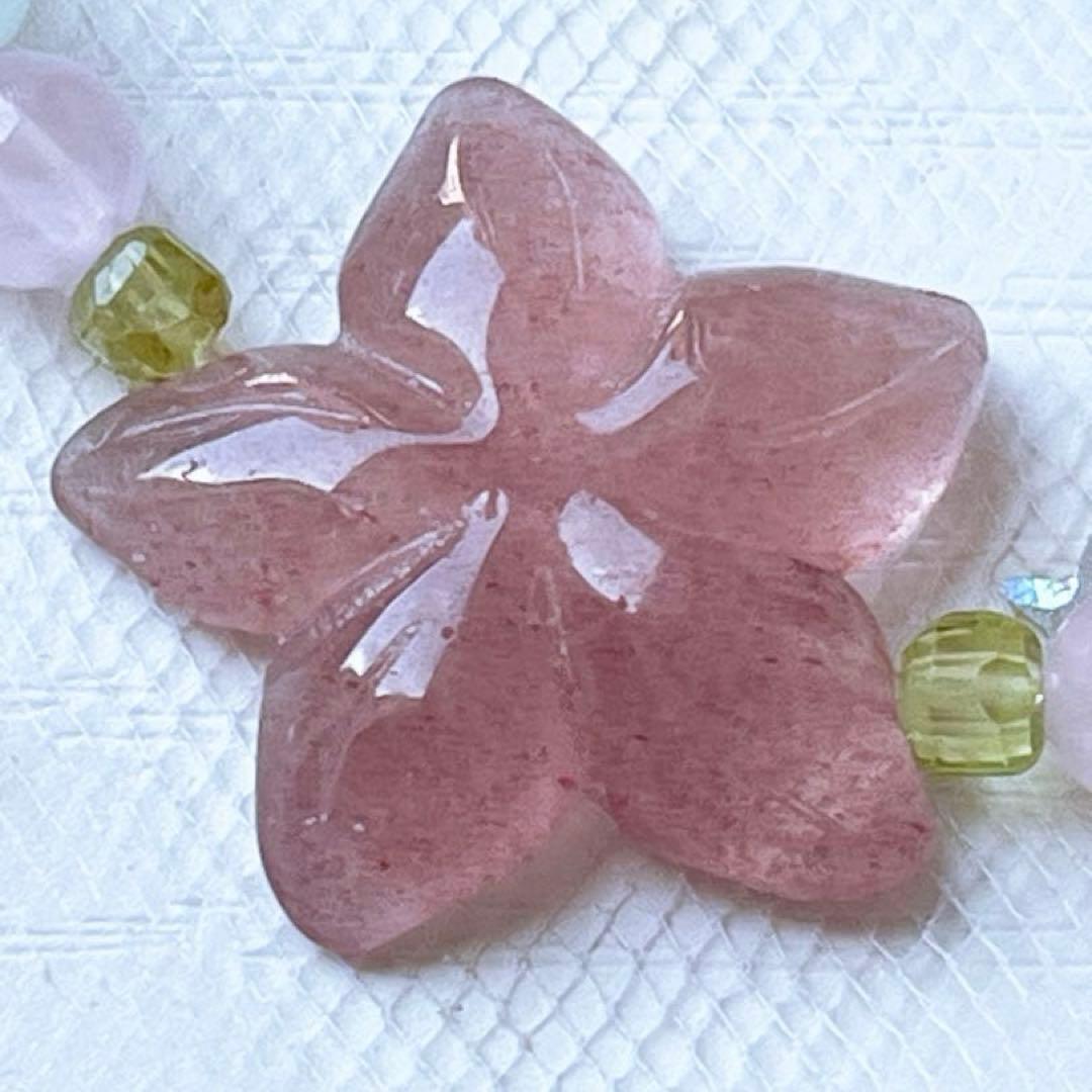 まゆ様♥️スターローズクォーツ＆ストロベリークォーツプルメリア・ミックスベリル