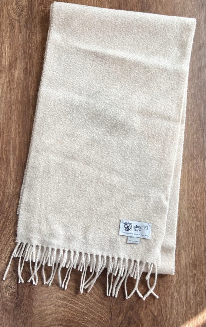 極美品　ジョンストンズ マフラー スノー　カシミヤ　ショール