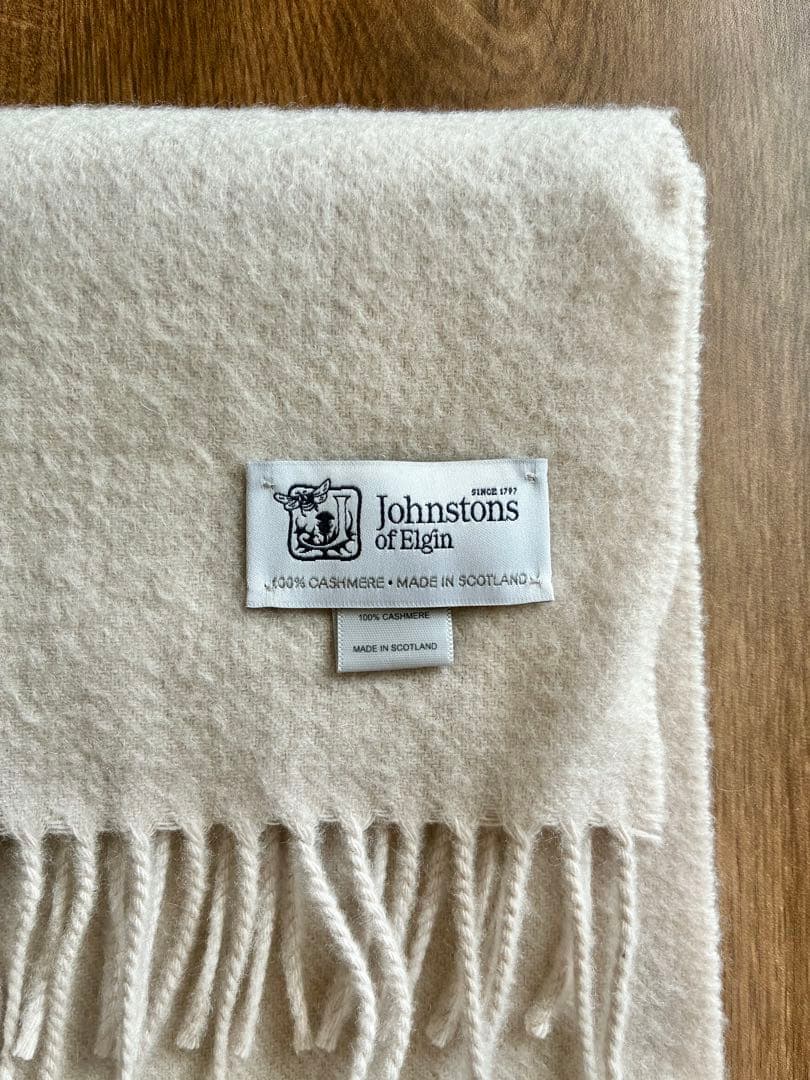 極美品　ジョンストンズ マフラー スノー　カシミヤ　ショール