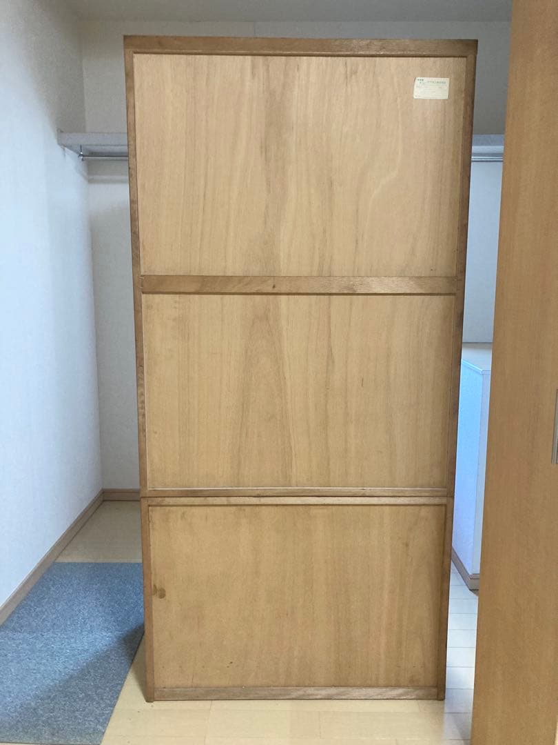 木製ブラウン洋服タンスワードローブハンガーラックチェスト引き出し3個