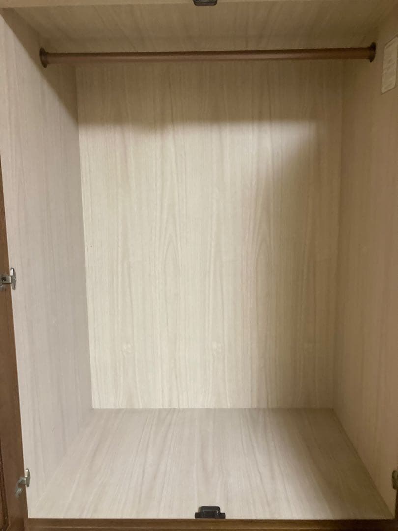 木製ブラウン洋服タンスワードローブハンガーラックチェスト引き出し3個