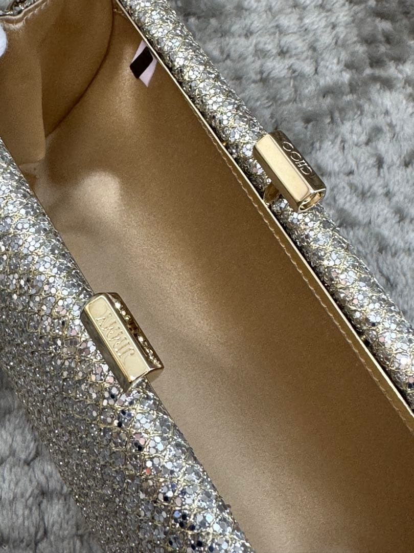 JIMMY CHOO ジミーチュウ　グリッター　クラッチ　シルバー/ゴールド