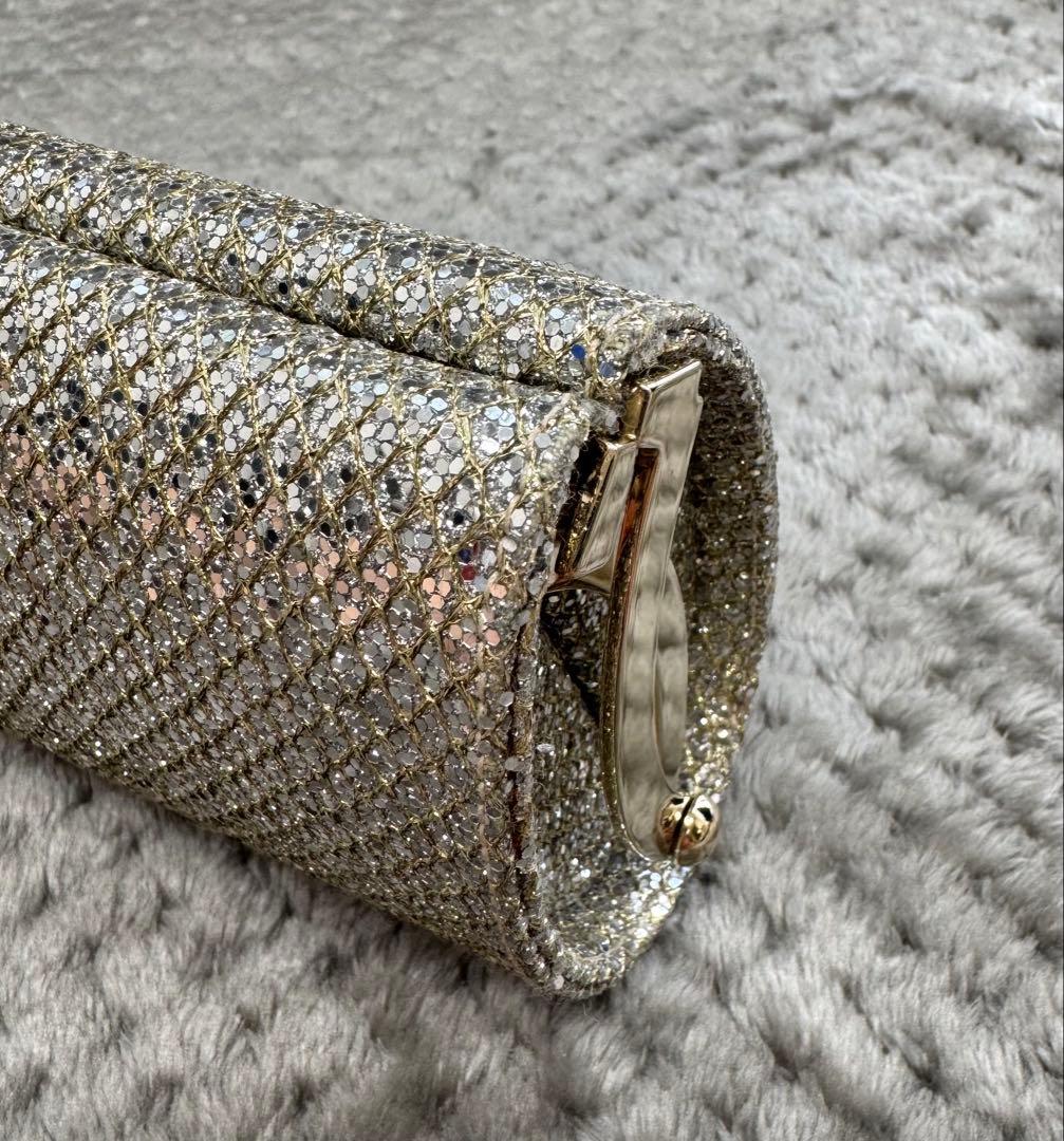 JIMMY CHOO ジミーチュウ　グリッター　クラッチ　シルバー/ゴールド