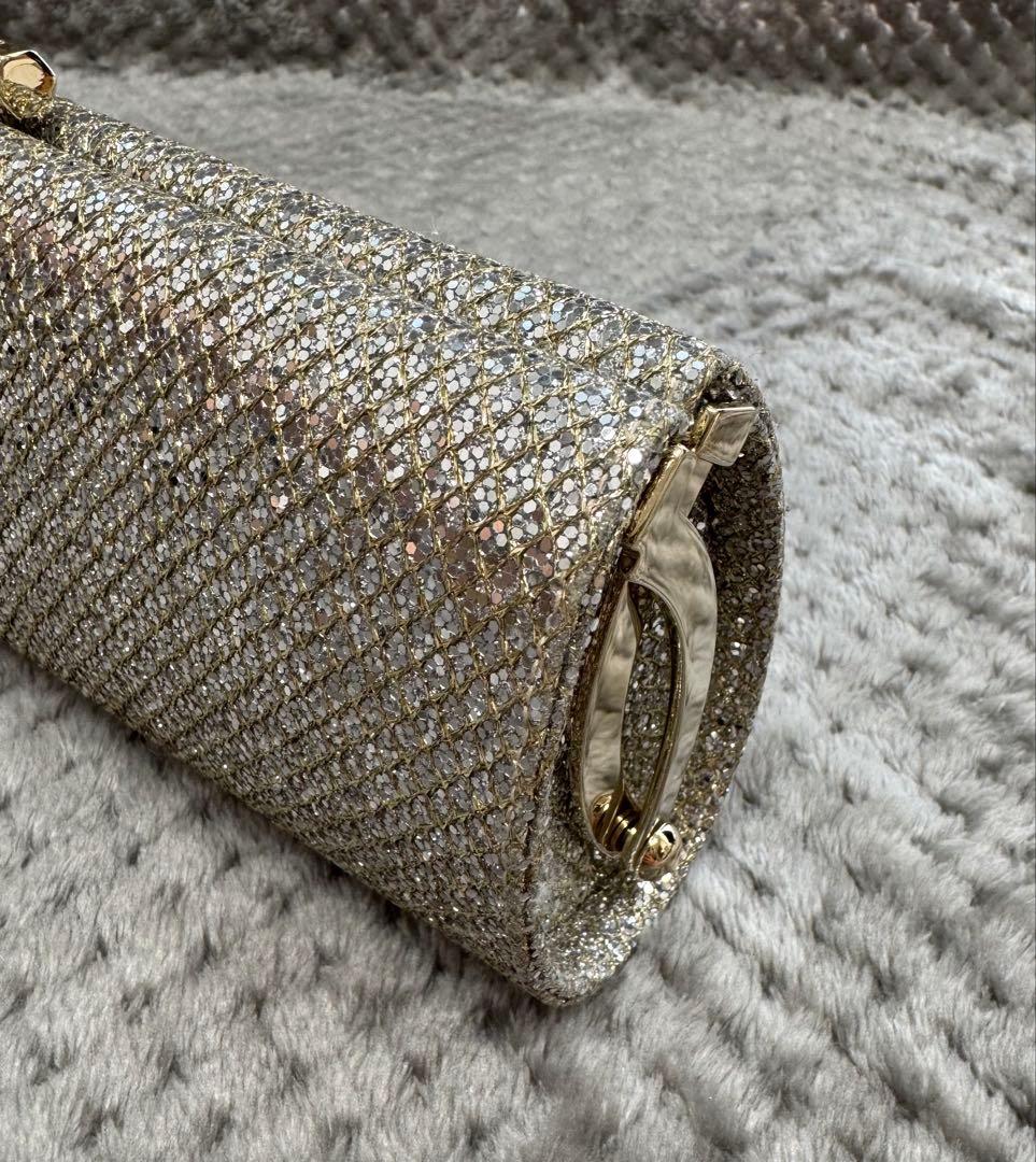 JIMMY CHOO ジミーチュウ　グリッター　クラッチ　シルバー/ゴールド