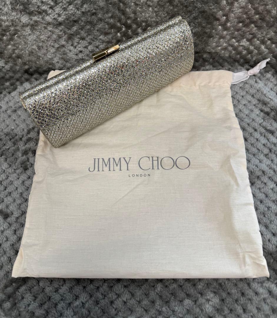 JIMMY CHOO ジミーチュウ　グリッター　クラッチ　シルバー/ゴールド