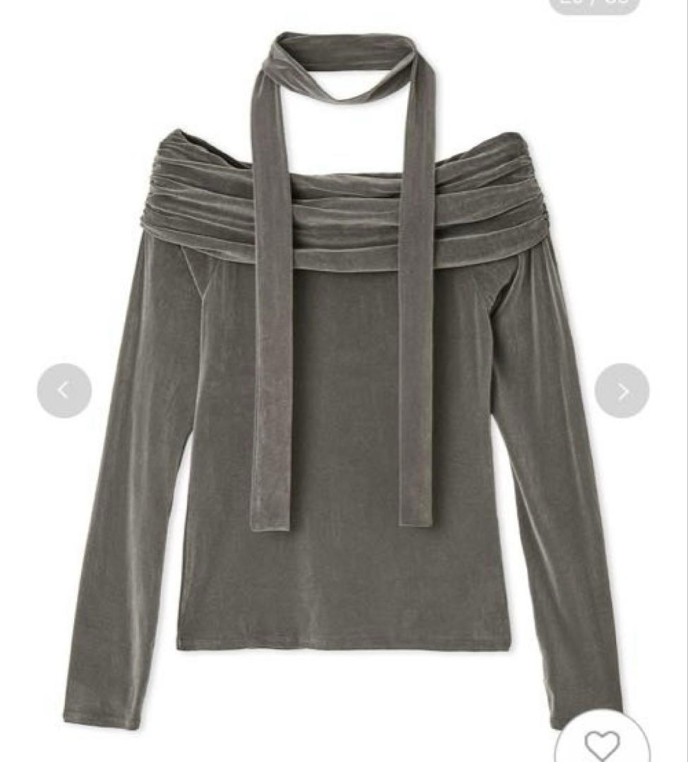 美品 2025FRAY I.D オフショルフロッキーチュールトップス グレー今期