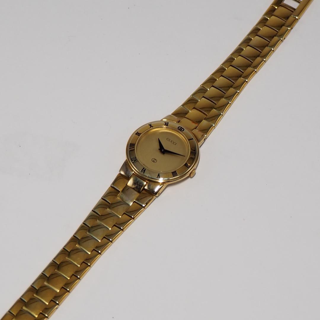 美品 グッチ GUCCI 3300L ローマン ゴールド文字盤 腕時計 H522
