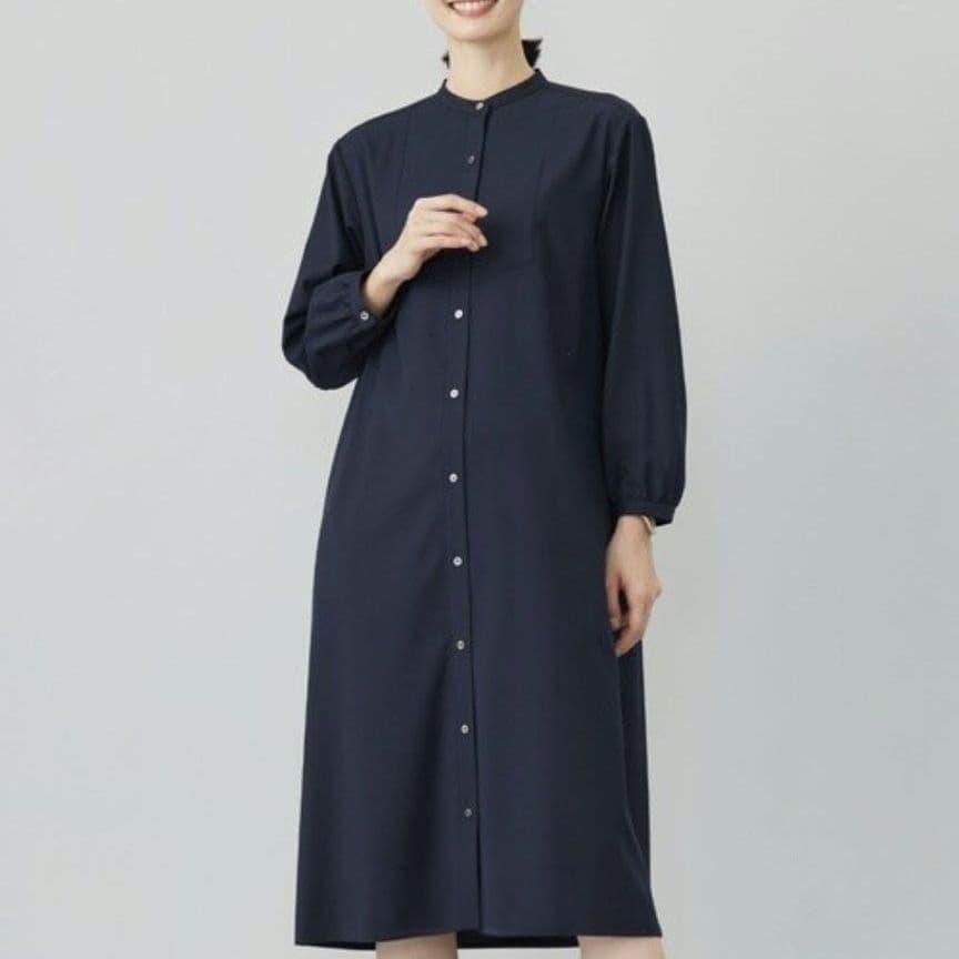 T/Rウォッシャブルギャバ バンドカラー ワンピース ¥31,020