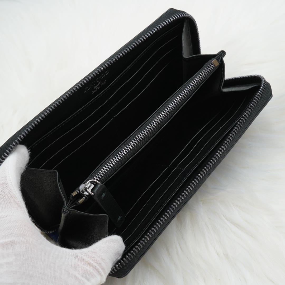 未使用品　箱・カード付き　jimmy choo 長財布　スタッズ　ブルー　限定品