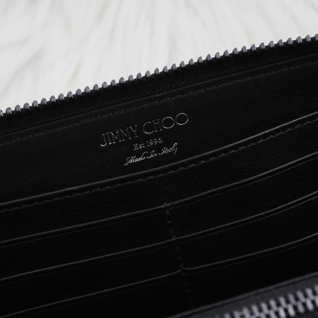未使用品　箱・カード付き　jimmy choo 長財布　スタッズ　ブルー　限定品