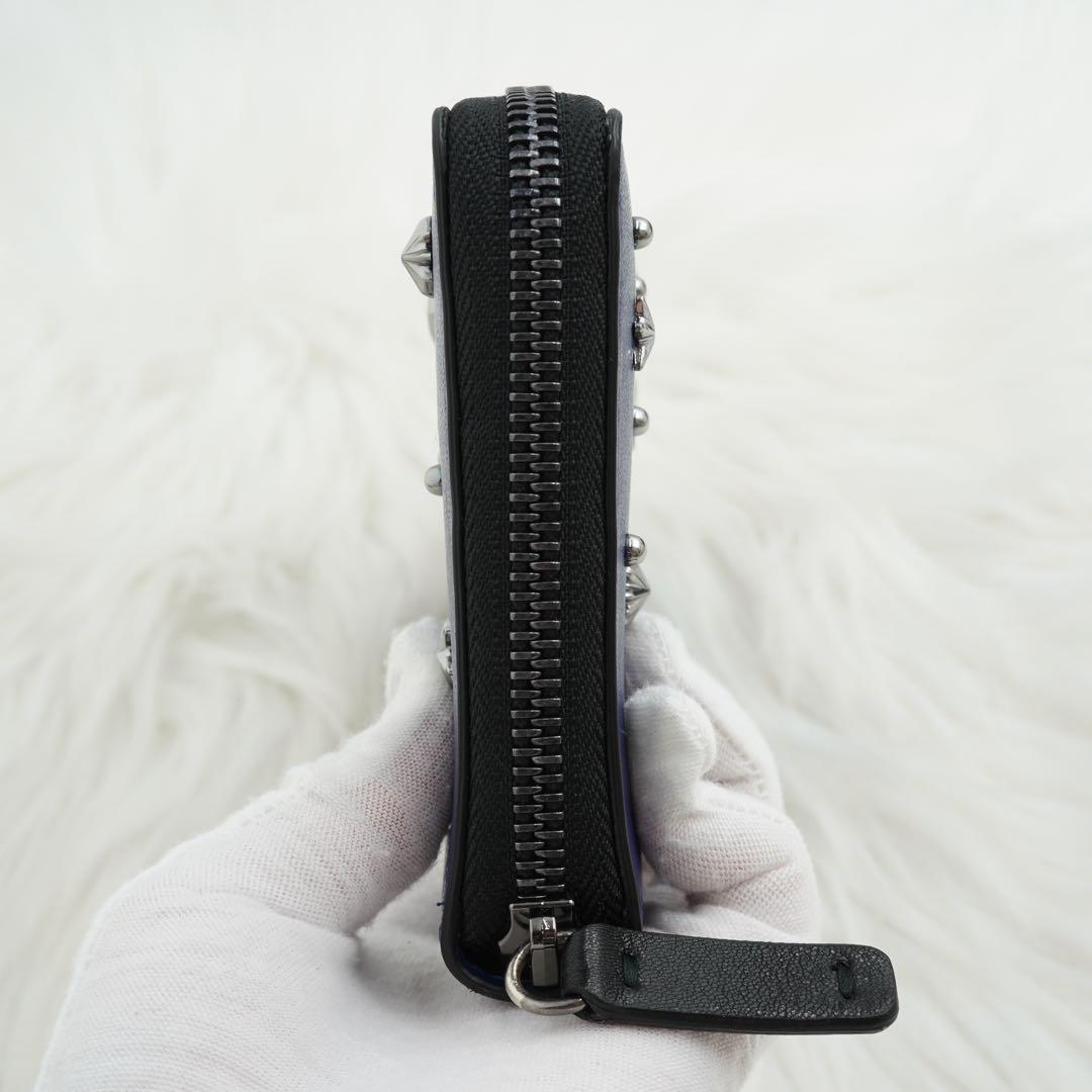 未使用品　箱・カード付き　jimmy choo 長財布　スタッズ　ブルー　限定品