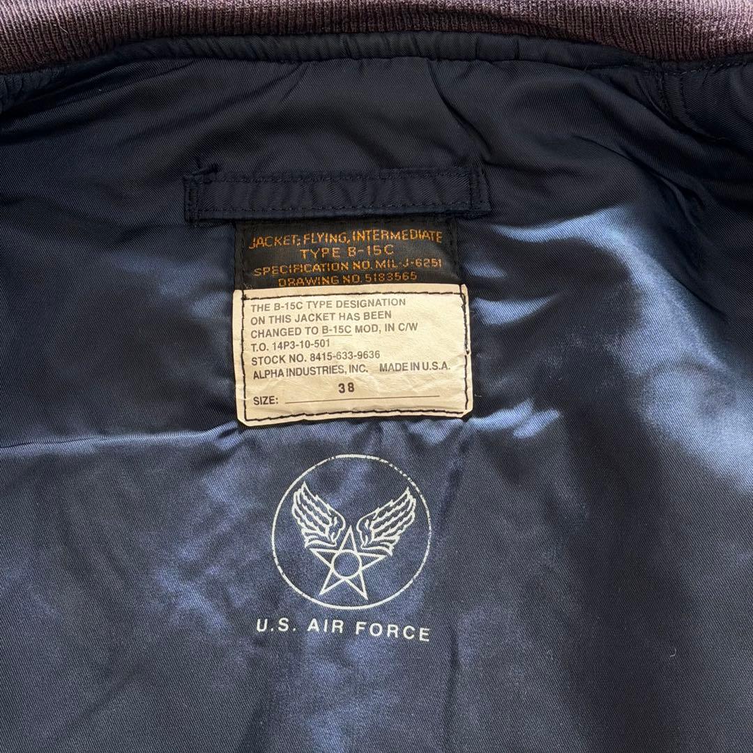 50s復刻　アルファ　B-15C　短丈　USA製　Y2K ネイビー　M