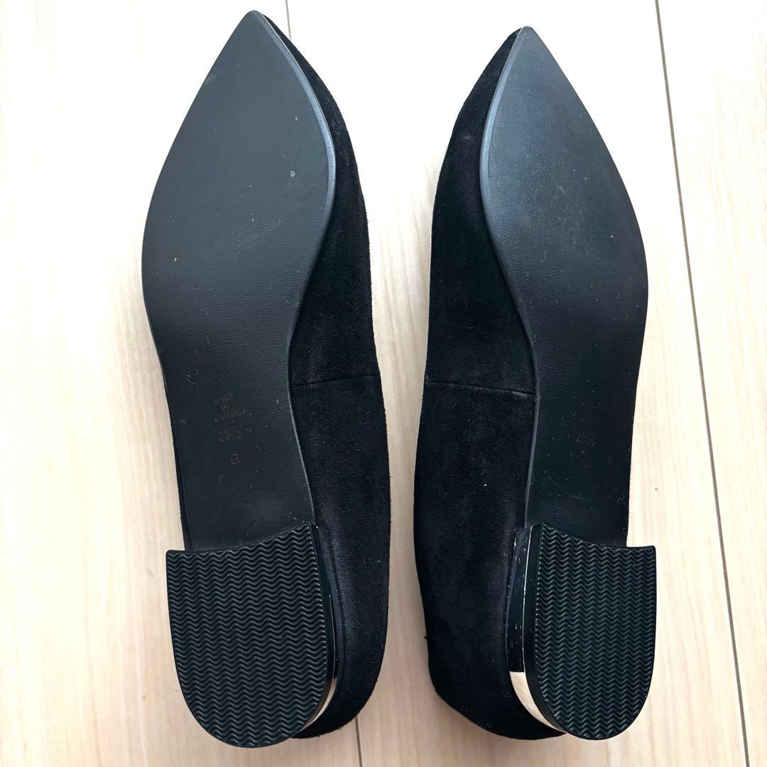 【極美品】DIANA ブラック ポインテッドトゥ フラットシューズ スエード