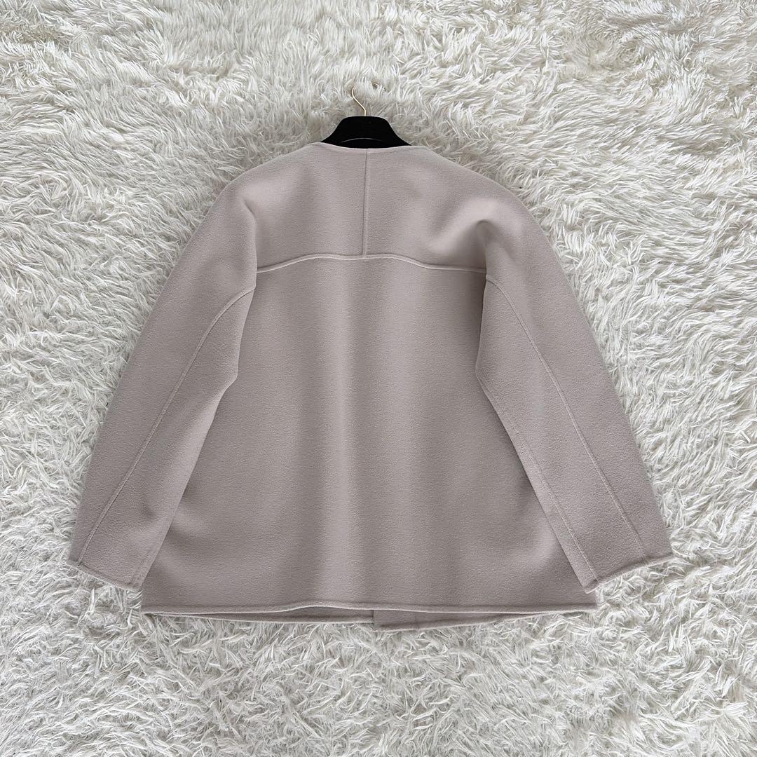 美品✨【ユナイテッドアローズ】リバー ノーカラー ショートコート グレージュ36