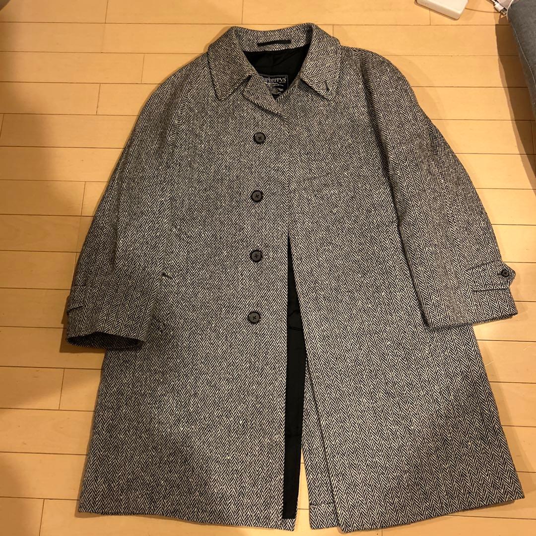 バーバリーヘリンボーン柄ステンカラーコート