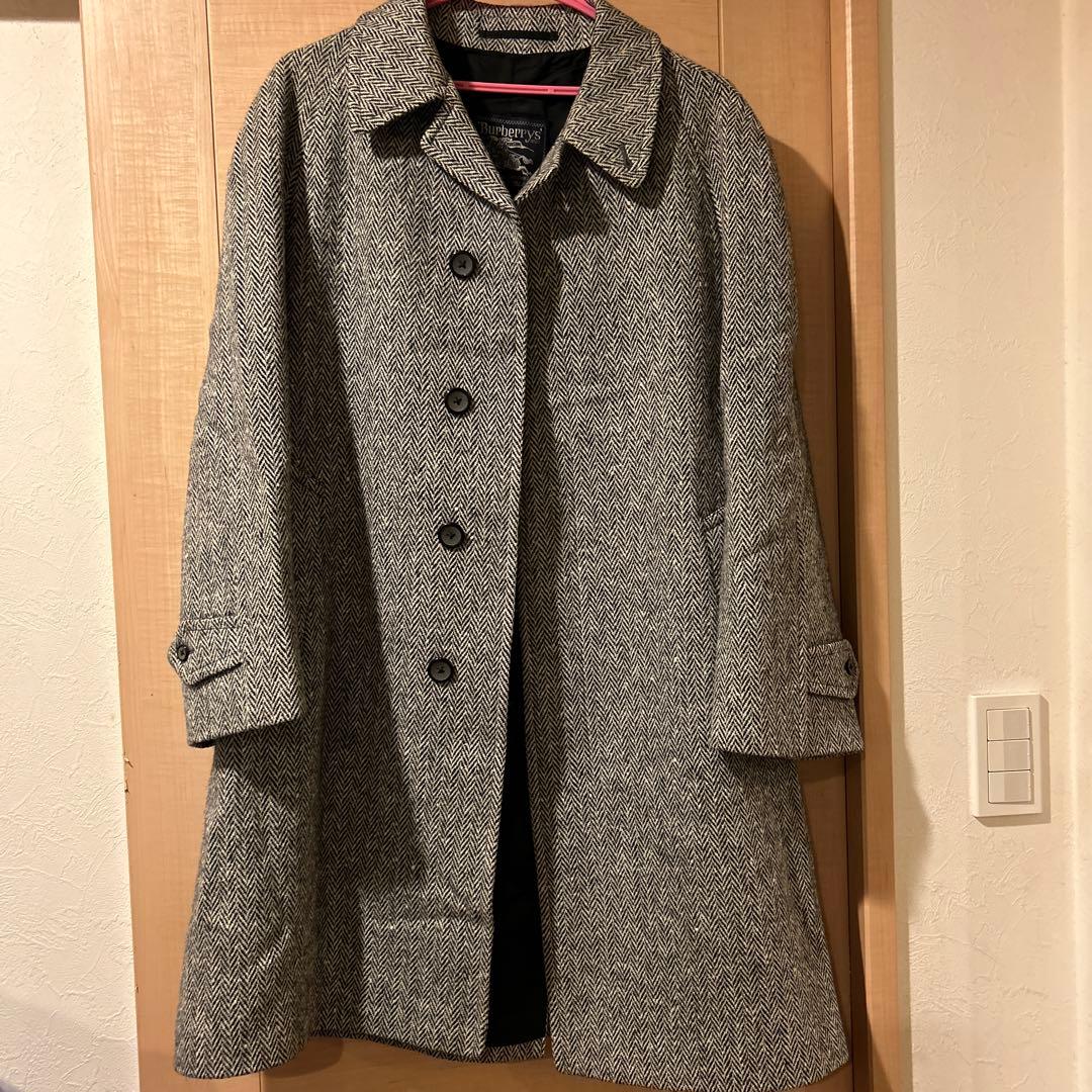 バーバリーヘリンボーン柄ステンカラーコート