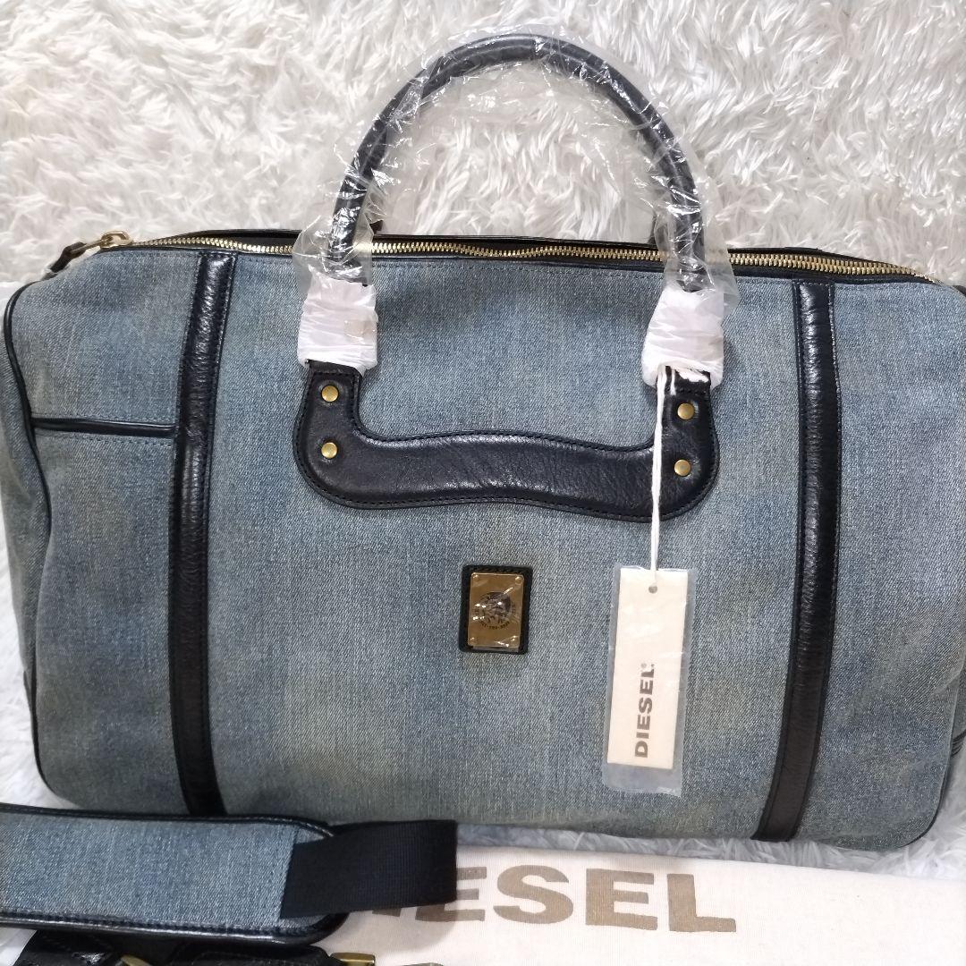 新品タグ付き　ディーゼル　ボストンバッグ　デニム　レザー　大容量　旅行