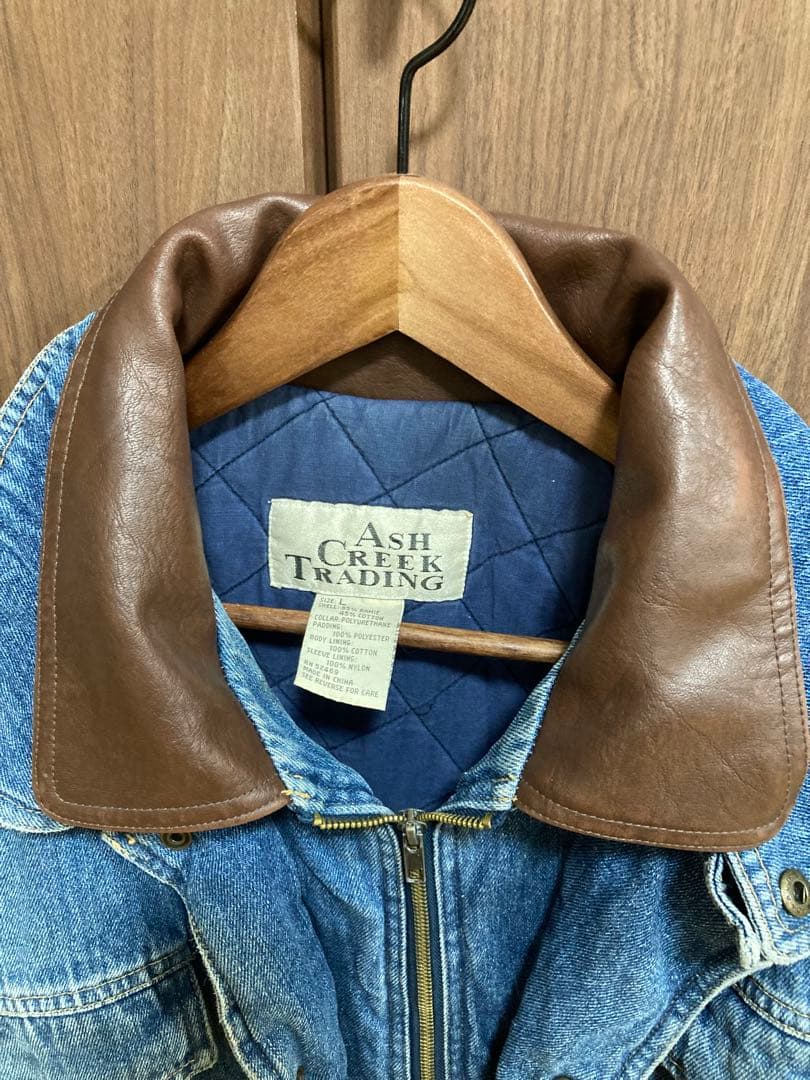 ASH CREEK TRADING デニムジャケット　ブルゾン　レザー　古着