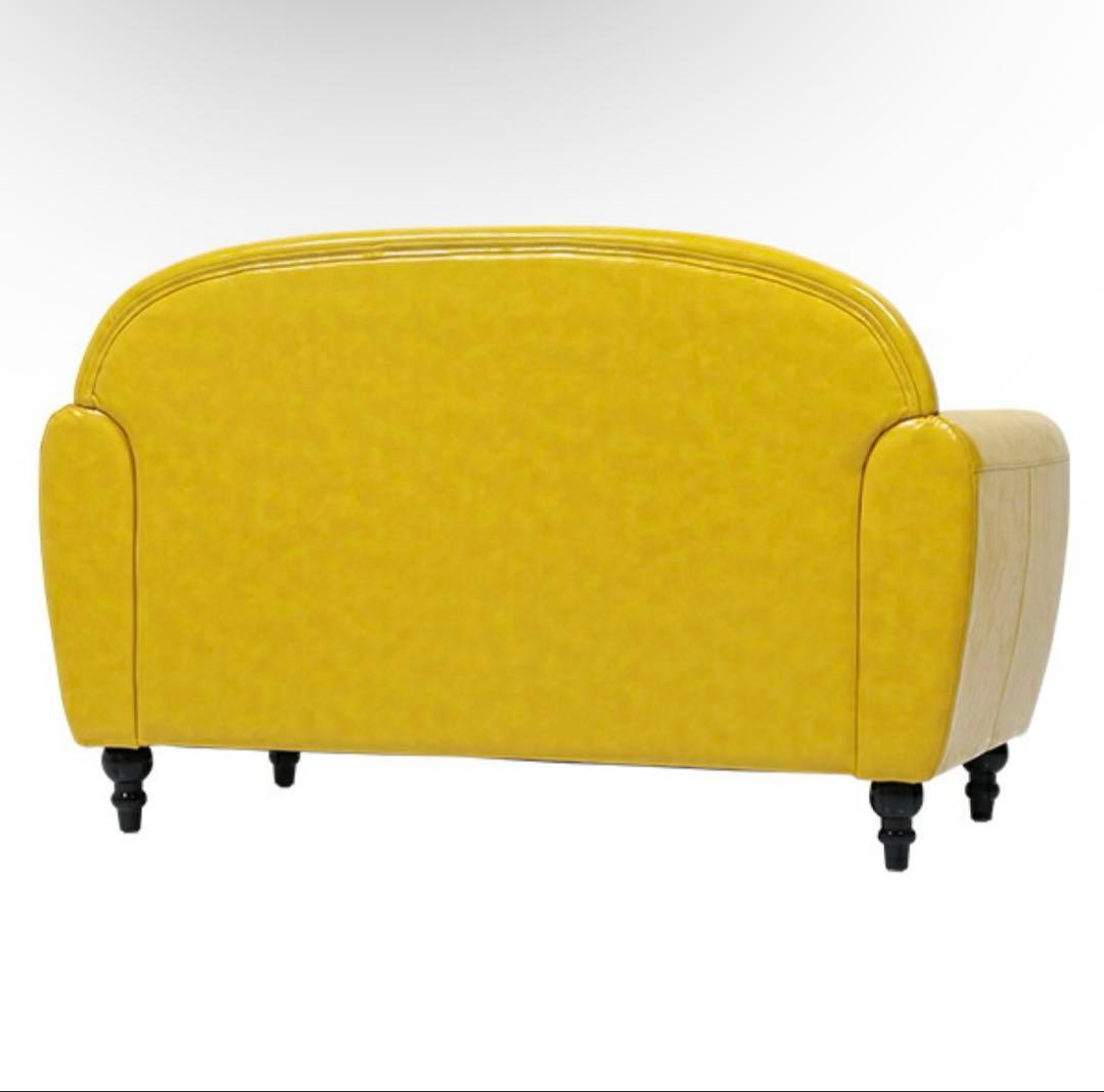 ソファ ２人掛け イエロー 合皮 ヴィンセント【送料込み】