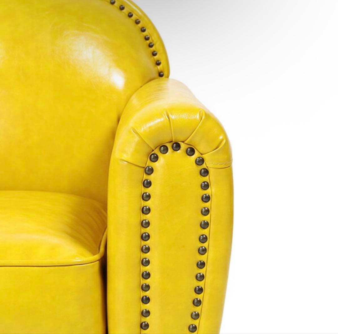 ソファ ２人掛け イエロー 合皮 ヴィンセント【送料込み】