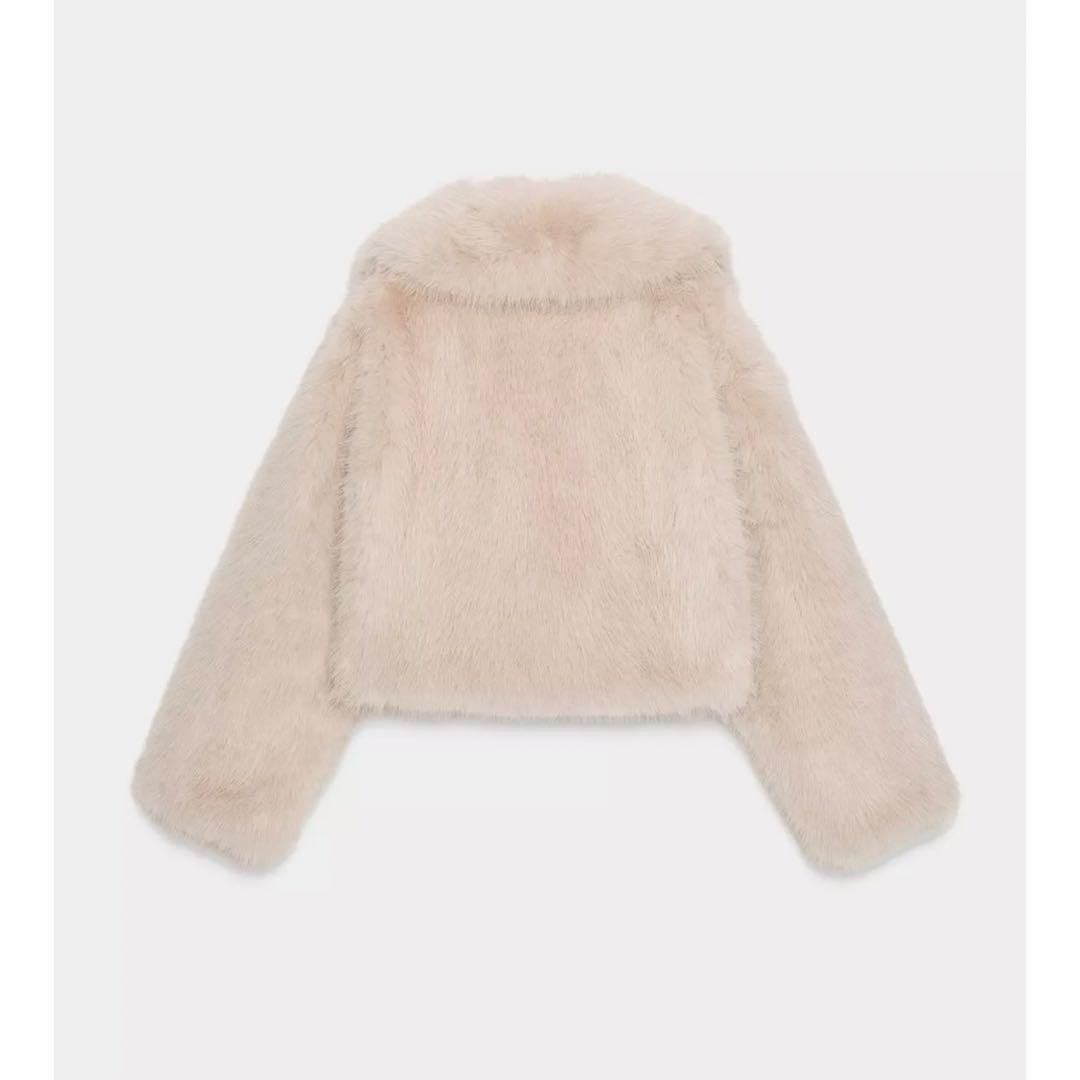 ZARA フェイクファー ショートコート ラペルカラー