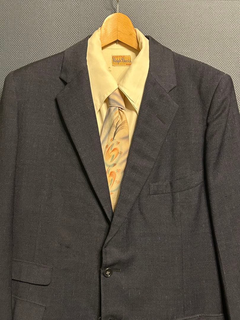 断捨離系さま専用 50'S ヴィンテージ スーツ 上下セット ネイビー カスリ柄