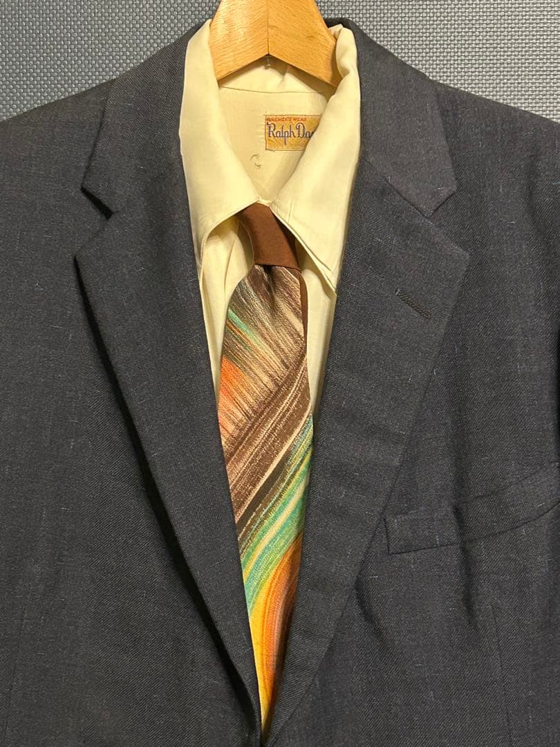 断捨離系さま専用 50'S ヴィンテージ スーツ 上下セット ネイビー カスリ柄