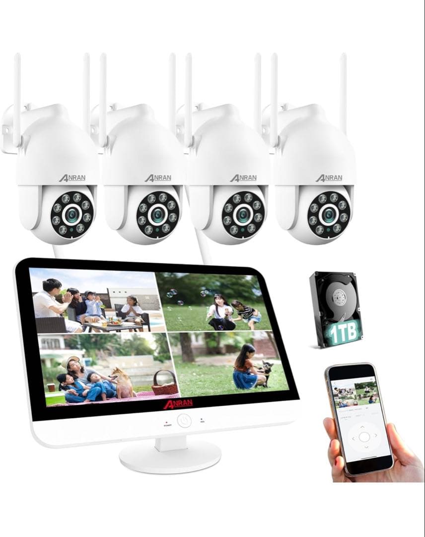【新品　未開封】AIRBAN 500万画素 防犯カメラ 4台セット 1TB