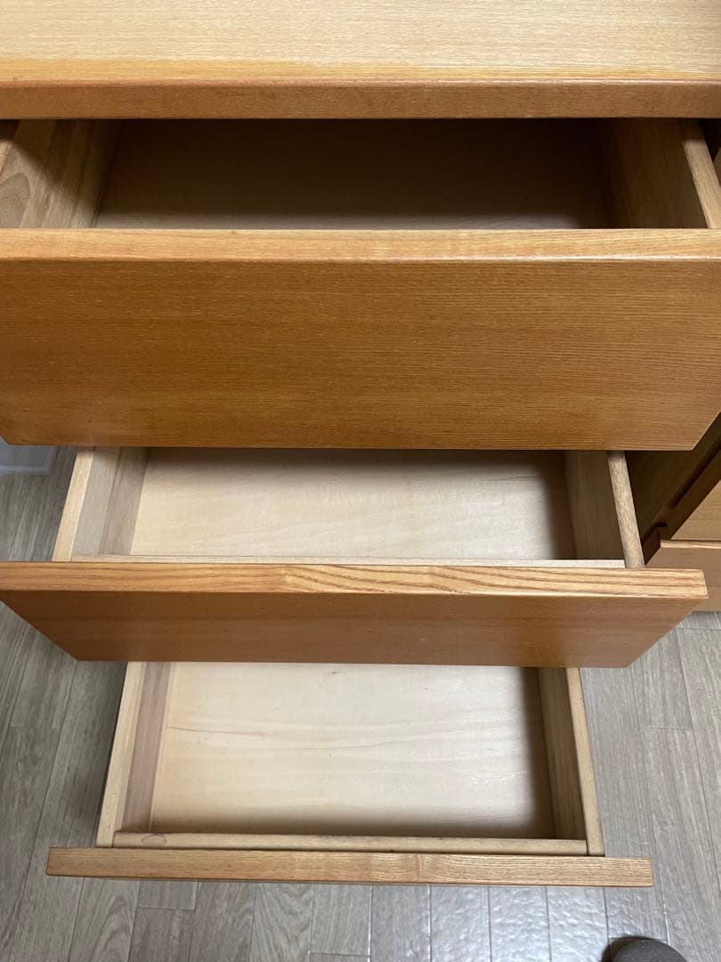 無印良品　三段チェスト　タモ材