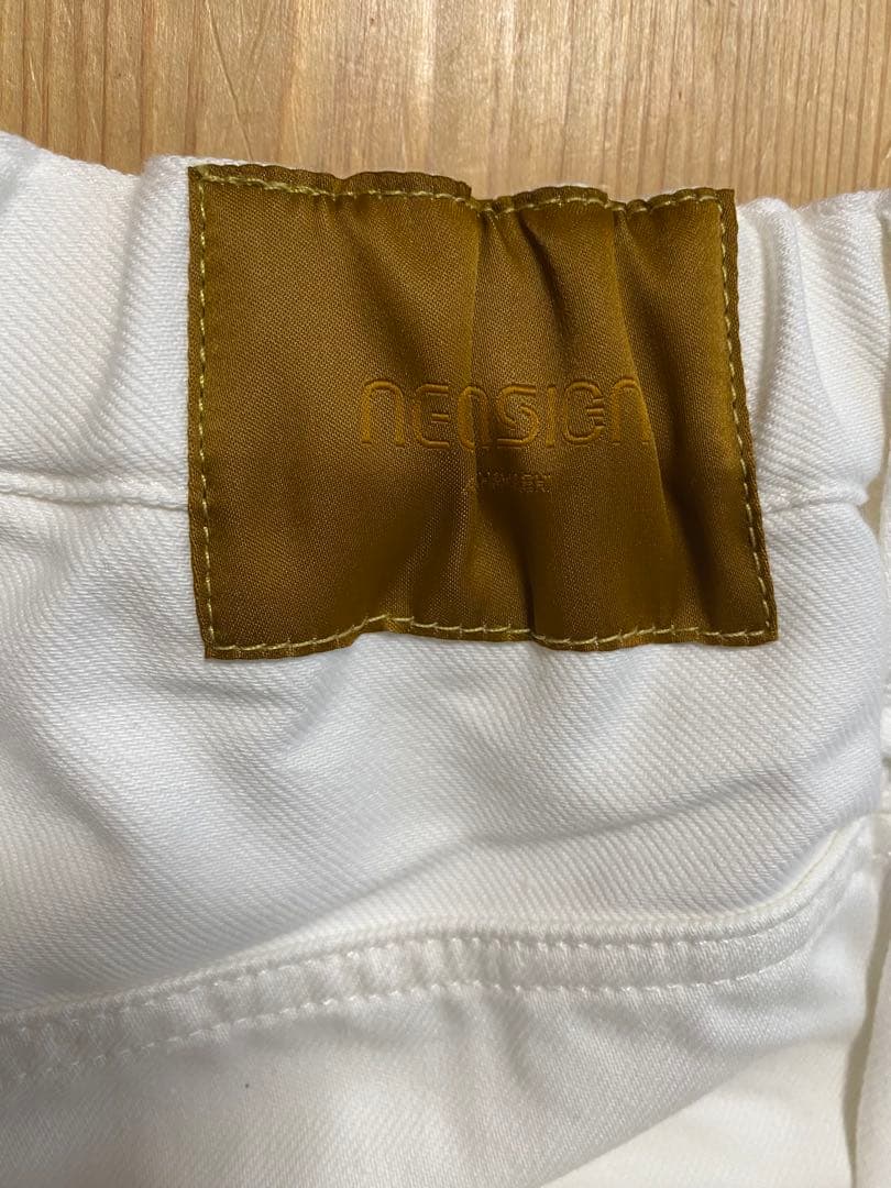 NENSIEN ホワイト ワイドデニムスラックス