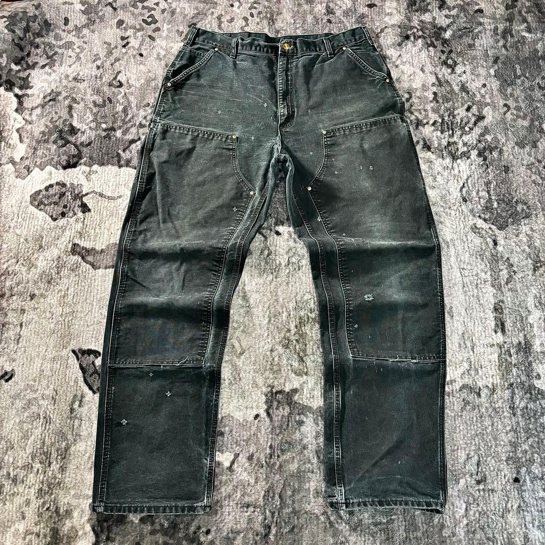 コメ欄セール！フェードブラック ダメージ×ペンキ 雰囲気系 ダブルニー 一点物