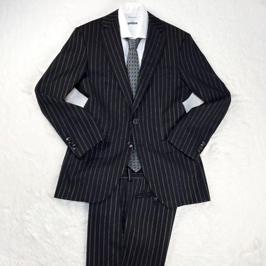 極美品 BOGLIOLI カシミヤ混 トラックストライプ スーツ 44