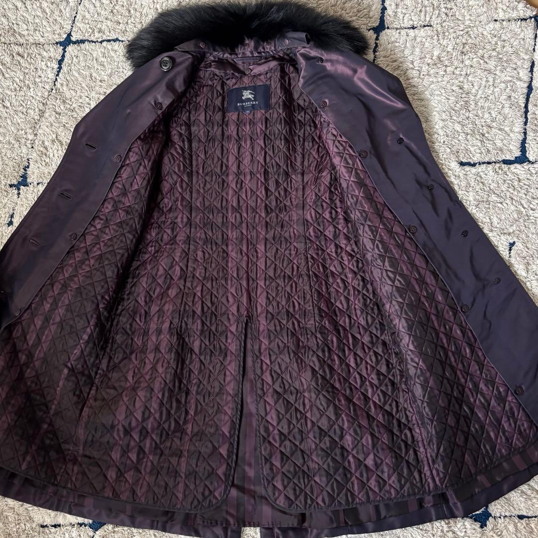 【美品✨】希少！バーバリーロンドン　ロングコート　ファー　キルティング　パープル