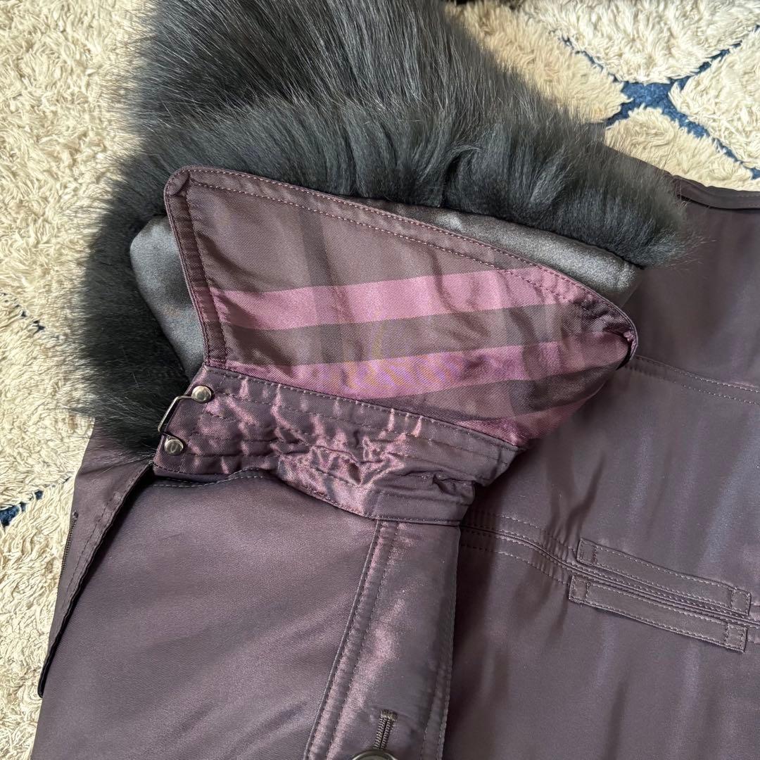 【美品✨】希少！バーバリーロンドン　ロングコート　ファー　キルティング　パープル