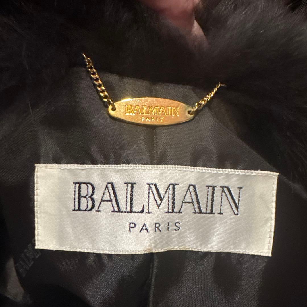 バルマン　ダークブラウン フード付き　カシミヤ　美品　ケープ　ポンチョ